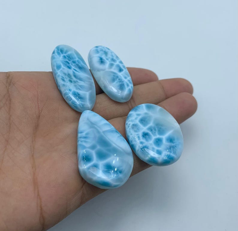Natural Blue Larimar Cabochon, Dominican Republic Gemstone, Jewelry ...