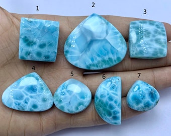 Top Quality Larimar Gemstone, Big Cabochon Larimar, Blue Color Larimar Cabochon Gemstone, Dominican Republic Larimar Pear Loose Gemstone