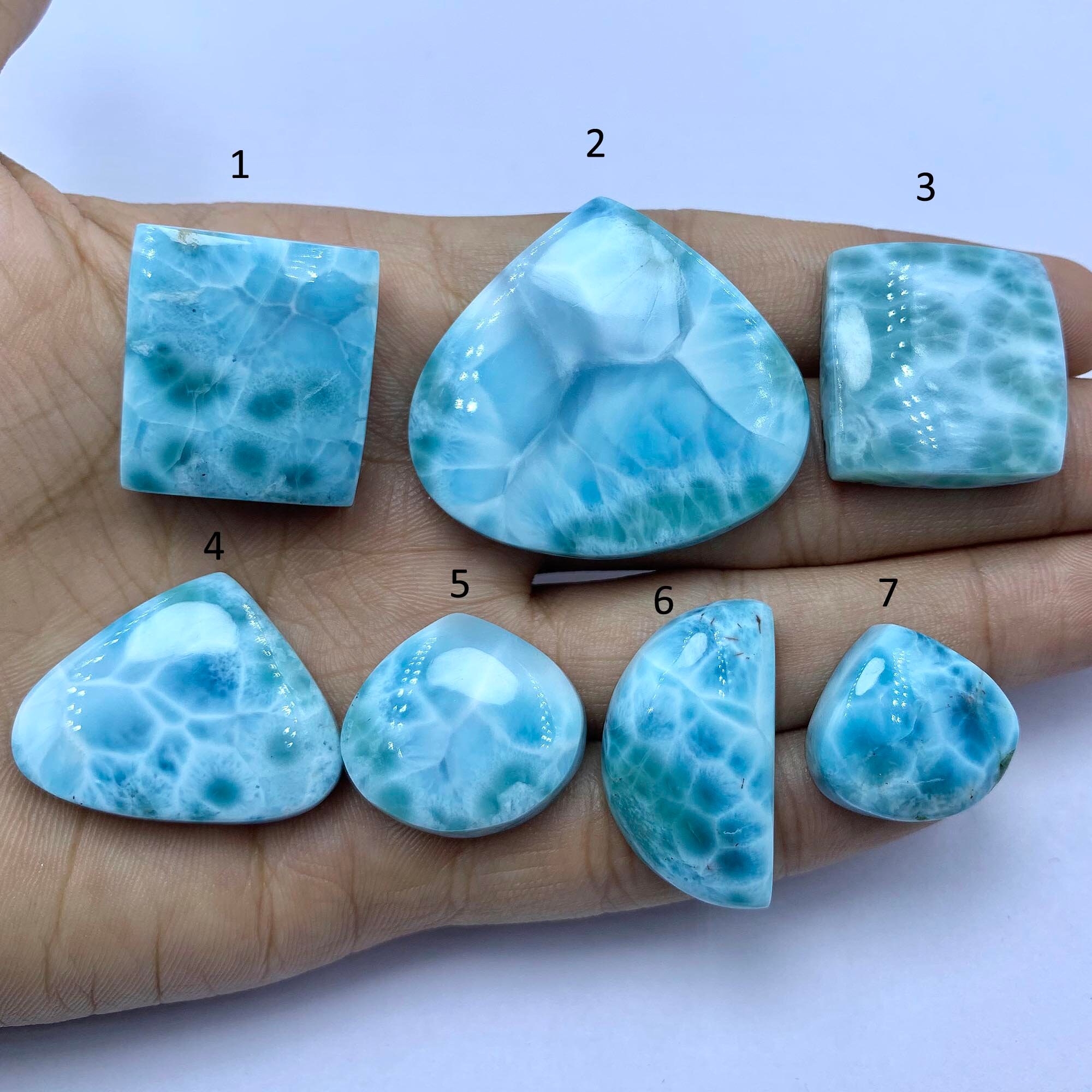 Cabochon Larimar Naturel - Dominicano, Bleu Ciel Ovale 7.3g - Pierre Précieuse #LC86
