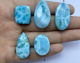 Pietra preziosa Larimar Cabochon, Cabochon Larimar naturale, Cabochon Larimar di colore blu, Pietra preziosa sciolta Larimar della Repubblica Dominicana per gioielli