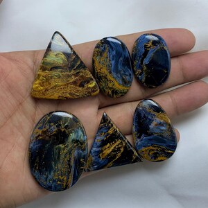 Utmärkt Pietersit Cabochon Ädelsten av högsta kvalitet, Naturlig Pietersit Ädelsten, Cabochon av blandade former, Ädelsten Pietersit, För Smycken bild 7