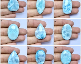 Unique Larimar Cabochon Gemstone, Natural Blue Larimar Cabochon, Loose Cabochon Flat Back Gemstone, February Birthstone, Handmade Cabochon