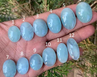 Natürliche hellblaue Aquamarin Cabochon Edelstein, Oval lose Gemme