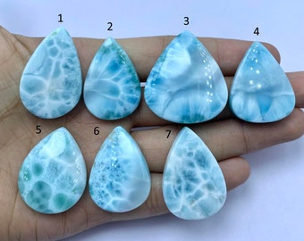 Grand cabochon de larimar en forme de poire, cabochon de qualité supérieure AAA++, couleur bleue, pierre précieuse de larimar cabochon de larimar, République dominicaine