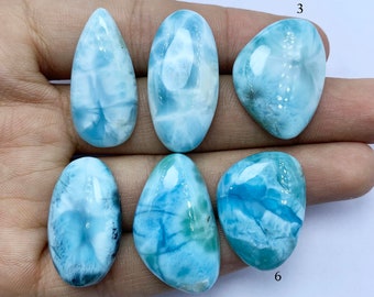 Natural Dominican Larimar Gemstone Cabochon, High Quality Blue Larimar