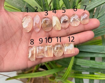 Natural Golden Rutilated Cabochon Gemstone, Jewelry Making