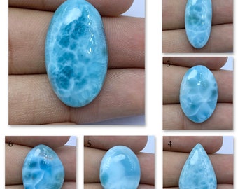 Amazing Quality Larimar Cabochon Gemstone, Cabochon Flat Back Gemstone, Blue Larimar Handmade Gemstone Cabochon, Use For Jewelry