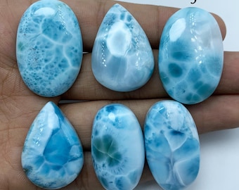Natural Dominican Larimar Cabochon, Loose Gemstone, Flat Back