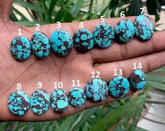 Naturlig tibetansk turkos cabochon, ädelsten av hög kvalitet, tibetansk turkos blandad form turkos ädelsten, slät platt baksida, smyckestillverkning