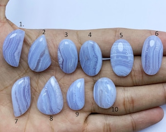 Handmade Blue Lace Agate Cabochon, Loose Gemstone Mix Shape