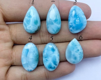 Natural Larimar Cabochon, Dominican Republic Stone, Beautiful Blue Larimar Flat Back Cabochon Gemstone, Handmade Gemstone, Use For Jewelry