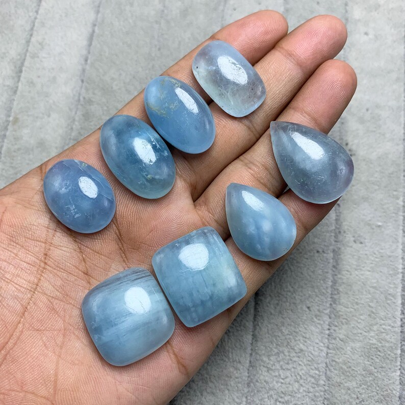 Aquamarine Gemstone Cabochons, Good Quality Natural Blue Aquamarine