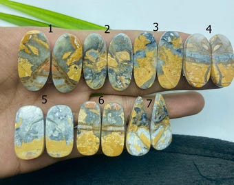 Par de cabujones de jaspe maligan natural, piedras preciosas sueltas para joyería
