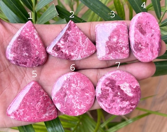Högkvalitativ naturlig rosa thulit cabochon, AAA+ rosa thulit cabochon, platt baksida lös ädelsten för smyckestillverkning