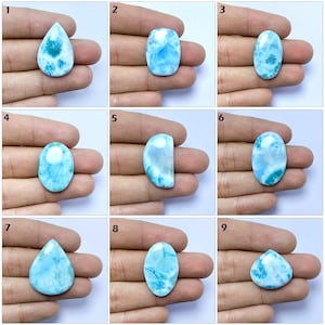 Natürlicher Larimar Cabochon loser Edelstein, AAA-Qualitäts-Mix-Form-Stein, flache Rückseite Larimar Cabochon für die Herstellung von Schmuck Großhandel Edelstein Bild 1