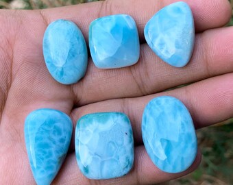 Gema de larimar azul cielo, cabujón ovalado, República
