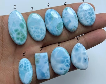 Blue Larimar Gemstone Cabochon, Handmade Loose Gem for Jewelry