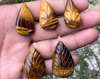Pear Shape Tiger Eye Carving Gemstone, Tigers Eye Carving, Brown Tiger Eye Stone, Hand Carved Crystal Tiger Eye For Ring, Jewelry Gemstone