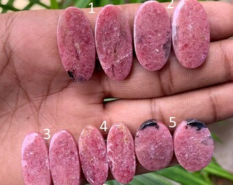 Natural Rhodonite Pair Cabochon, Flat Back Cabochon, Loose Gemstone, Natural Rhodonite Cabochon Gemstone, Use For Making Jewelry, Earring