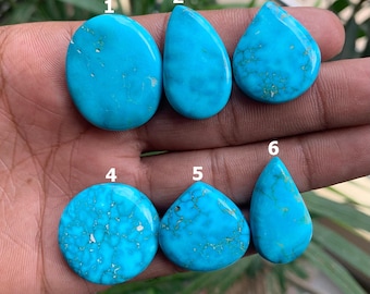 Högkvalitativ naturlig turkos cabochon ädelsten, himmelsblå turkos cabochon, lös ädelsten, platt baksida ädelsten, blandad turkos