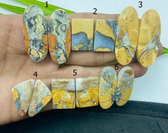 Cabujones de par de jaspe de Maligano natural, piedra preciosa suelta