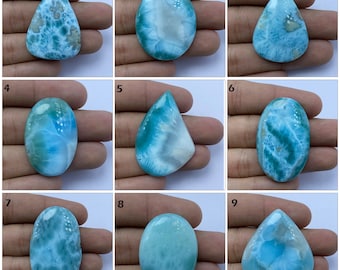 Natural Unique Larimar Cabochon, Bio Larimar Cabochon Gemstone, Loose Cabochon Flat Back Gemstone, Handmade Cabochon, Making For Jewelry