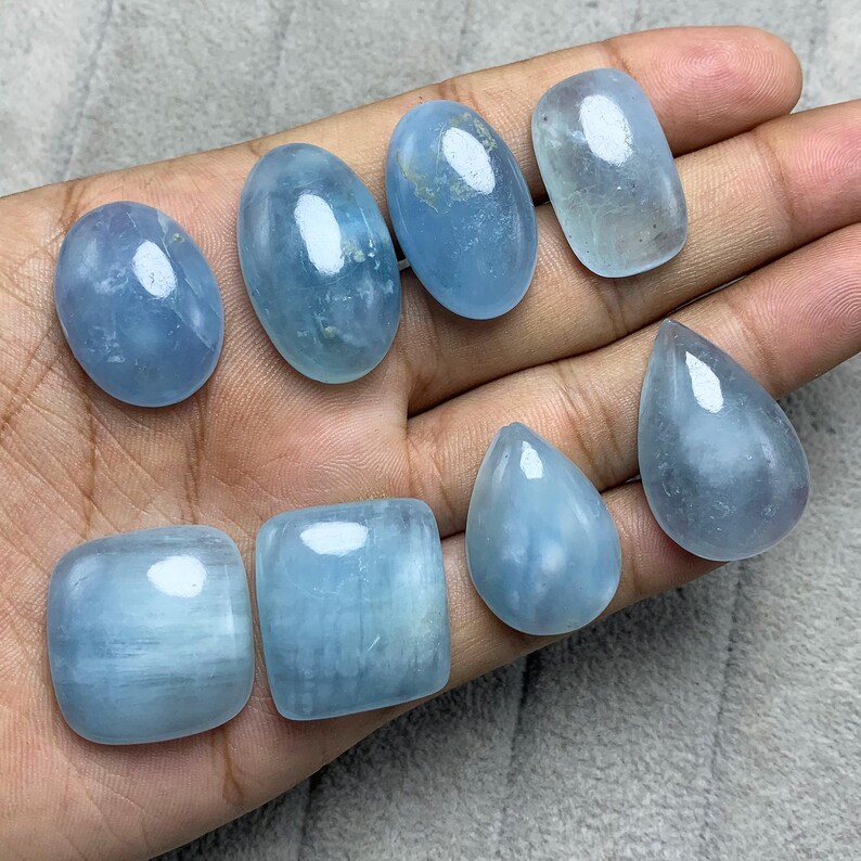 Aquamarine Gemstone Cabochons, Good Quality Natural Blue Aquamarine