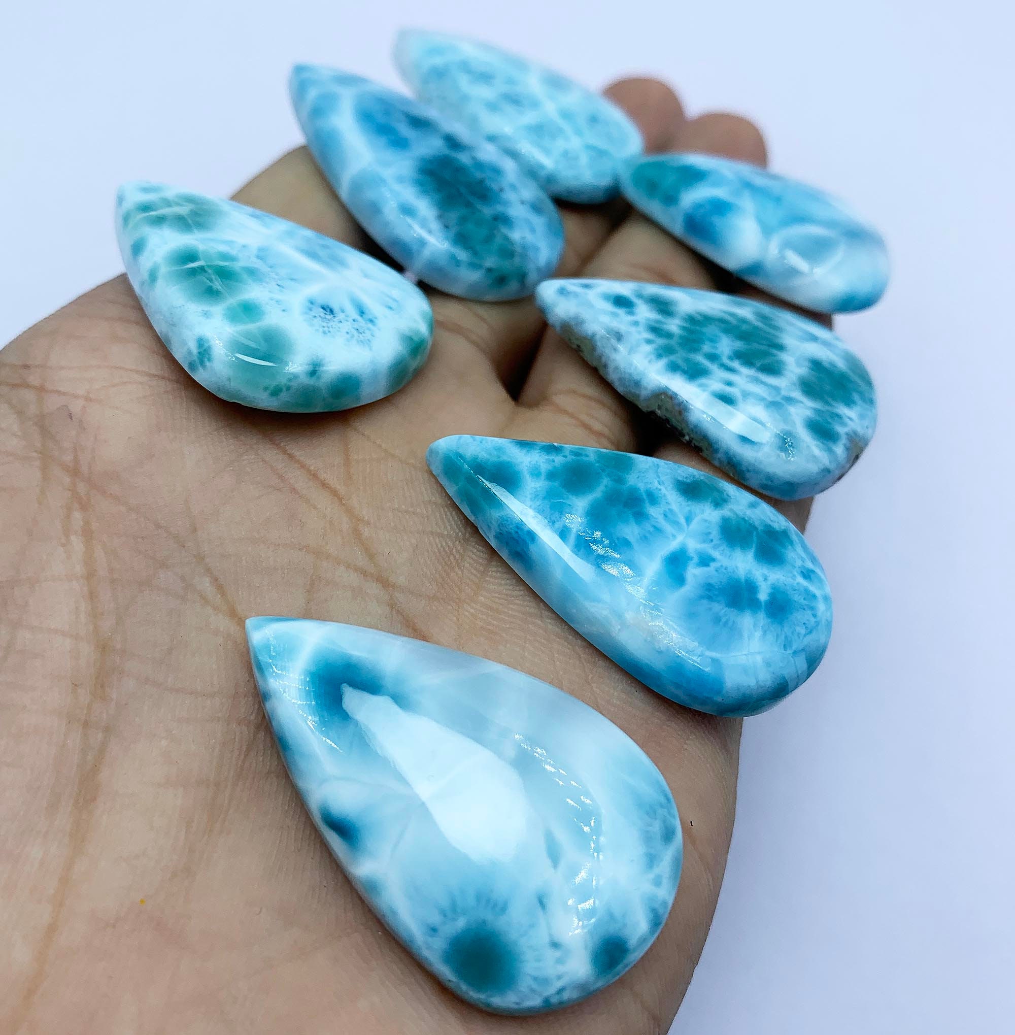 Dominican Larimar Cabochon, Pear Shape, Loose Gemstone - Etsy Israel