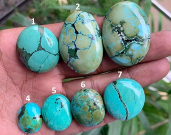 Beautiful Tibetan Turquoise Cabochon, Natural Gemstone, Tibetan Turquoise Oval And Round Shape Turquoise Gemstone, Flat Back Loose Cabochon