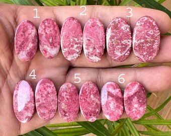 Thulitpar Cabochon, AAA++ Högkvalitativ Naturlig Thulitpar Cabochon, Rosa Thulit För Smyckestillverkning