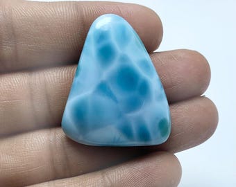 Top Quality AAA+++ Larimar Big Cabochon, Fancy Shape Larimar Cabochon Gemstone, Dominican Republic Natural Blue Larimar Cabochon Gemstone