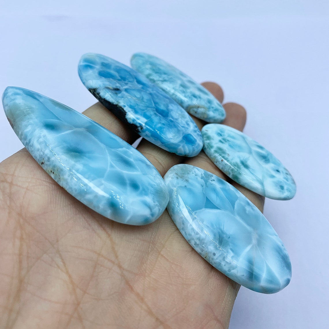 Big Large Larimar Cabochon, Natural Larimar Dominican Republic Gemstone ...