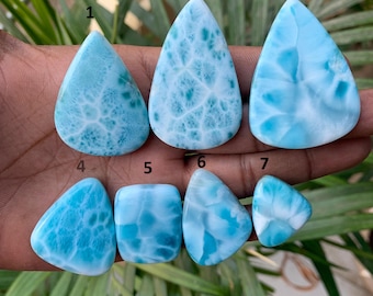 Natural Larimar Cabochon, Top Quality Cabochon, Blue Color Larimar Big Cabochon Gemstone, Dominican Republic Larimar Loose Gemstone Jewelry
