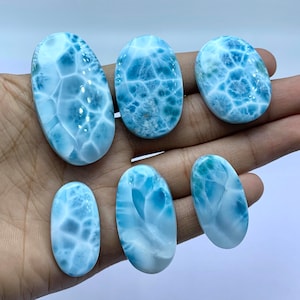 Cabochon Larimar grande di forma ovale, Cabochon di alta qualità AAA, Pietra preziosa Cabochon Larimar di colore blu, Pietra preziosa sciolta Larimar della Repubblica Dominicana immagine 4