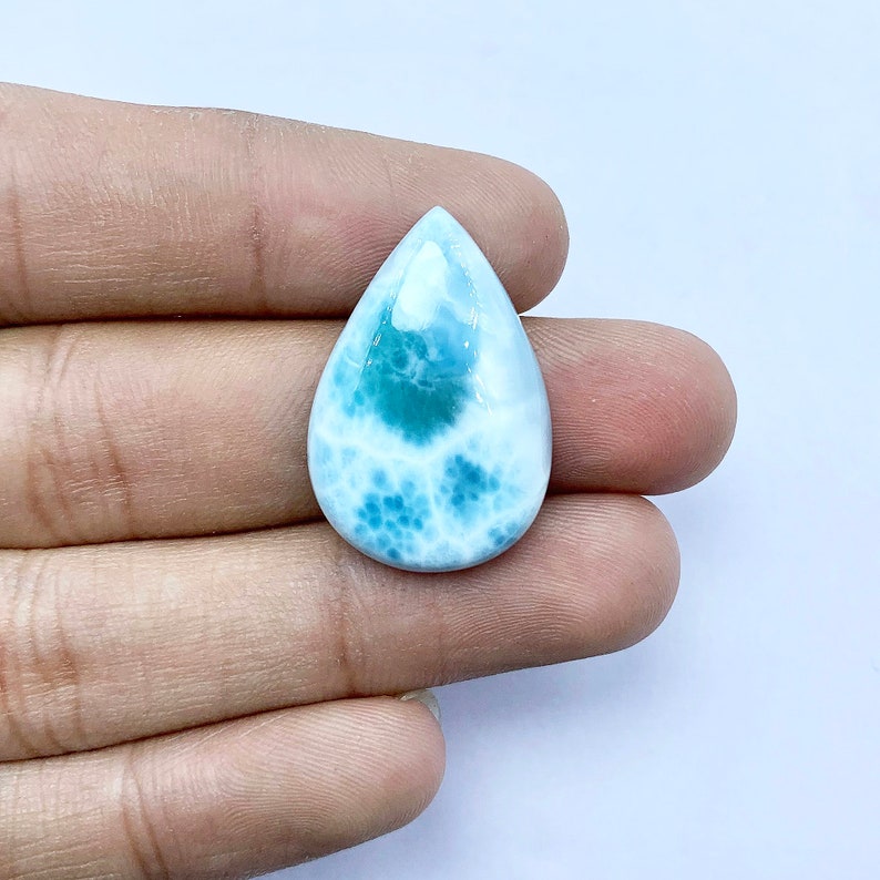 Natürlicher Larimar Cabochon loser Edelstein, AAA-Qualitäts-Mix-Form-Stein, flache Rückseite Larimar Cabochon für die Herstellung von Schmuck Großhandel Edelstein 27x18x5 MM 4.85 GM