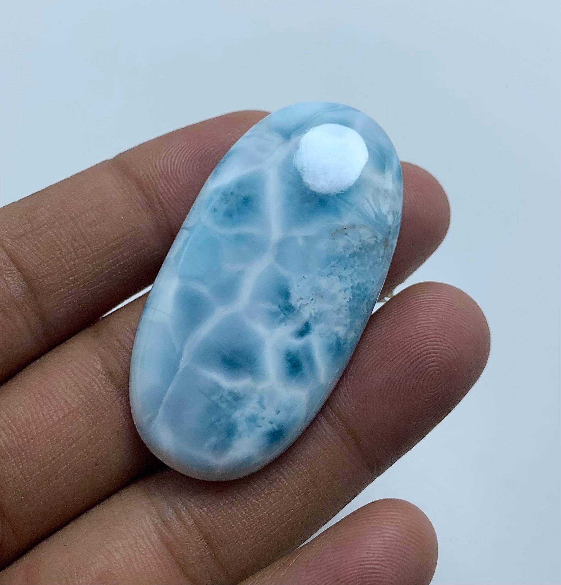 Lot De 18 Pierres De Larimar Naturel Ovale Cabochon – 117,6 Carats – Qualité Supérieure