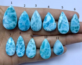 Top Quality Larimar Cabochon Gemstone, Blue Color Larimar Cabochon Gemstone, Dominican Republic Larimar, Pear Shape  Cabochon Loose Gemstone