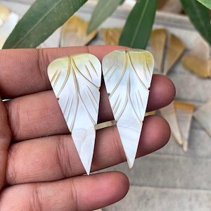 Piedras preciosas de nácar, hermosos pares de tallas de nácar, fabricación de joyas al por mayor, cabujón hecho a mano, par de piedras preciosas de perla a juego