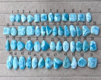 Natural Larimar Cabochon Gemstone, Dominican Republic Blue Loose Stone