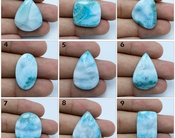 Blue Larimar Cabochon, Dominican Republic Gemstone, Handmade Jewelry