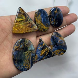 Utmärkt Pietersit Cabochon Ädelsten av högsta kvalitet, Naturlig Pietersit Ädelsten, Cabochon av blandade former, Ädelsten Pietersit, För Smycken bild 5