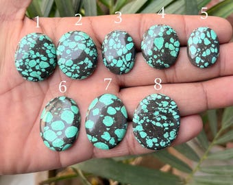 Tibetan Turquoise Cabochon, Natural Tibetan Turquoise Gemstone, Tibetan Turquoise Oval Shape Turquoise Smooth Gemstone, Making For Jewelry