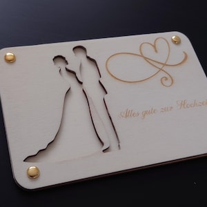 Geldgeschenkkarte für Geld- oder Gutscheine | Holzkarte für Geldgeschenke | zur Hochzeit
