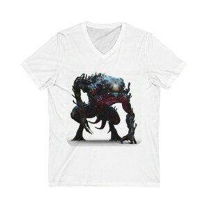 Unisex Jersey Short Sleeve V-Neck Tee Alien Monster design