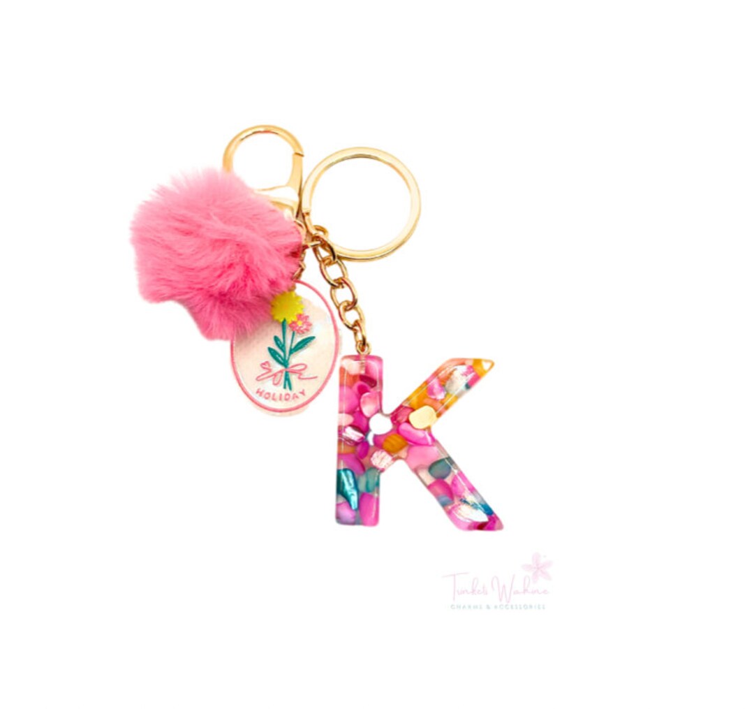 Pink Letter K Keychain Accessories, Jewelry, Home Keys, Car Keys, Bag