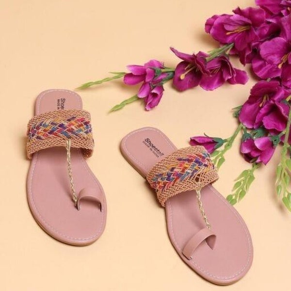 Jaipuri juti provide by Kolhapuri Chappal For Women Flat Leather Women Shoes Summer Ethnic Sandal for Women's girls