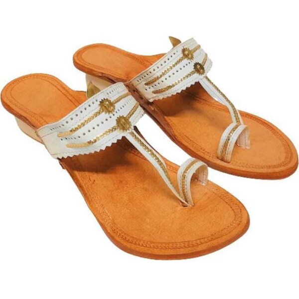 Jaipuri juti provide by Kolhapuri Chappal For Women Flat Leather Women Shoes Summer Ethnic Sandal for Women's girls