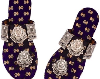 Jaipuri juti provide by Kolhapuri Chappal para mujeres zapatos planos de cuero para mujeres sandalias étnicas de verano para mujeres y niñas