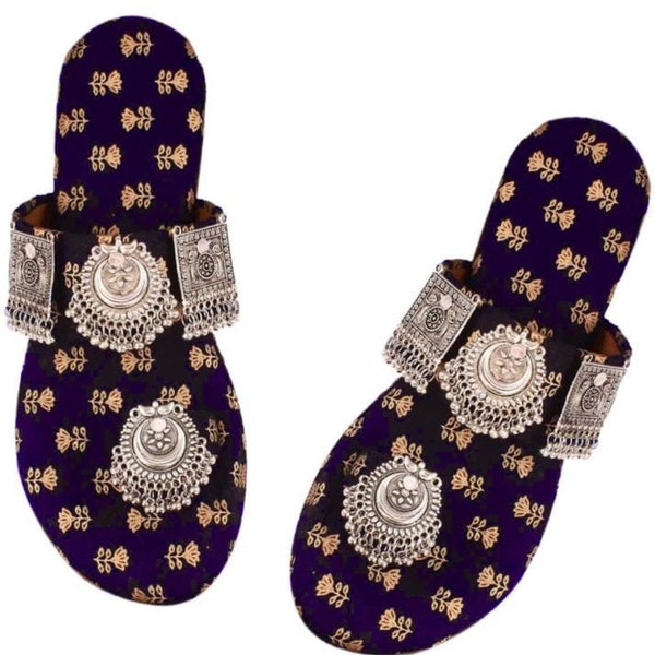 Jaipuri juti provide by Kolhapuri Chappal For Women Flat Leather Women Shoes Summer Ethnic Sandal for Women's girls