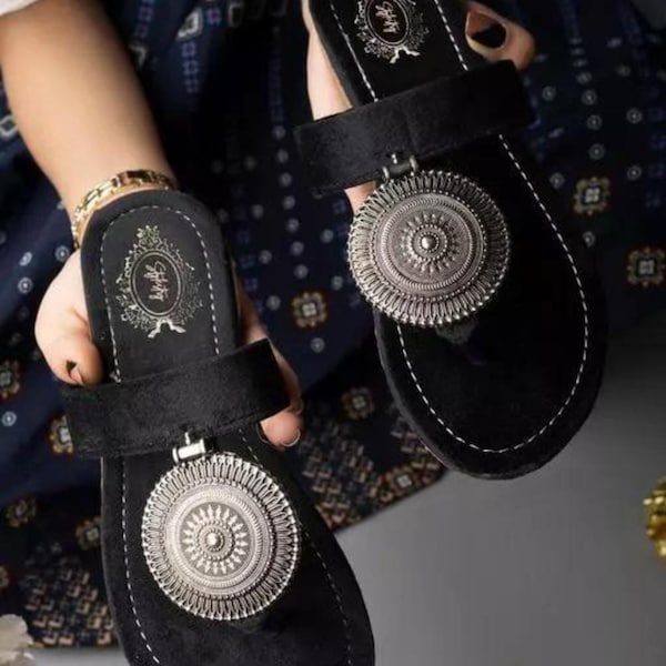 Jaipuri juti provide by Kolhapuri Chappal For Women Flat Leather Women Shoes Summer Ethnic Sandal for Women's girls